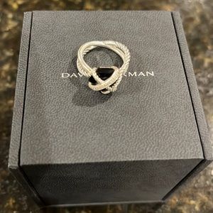 David Yurman cable wrapped black onyx with pave diamonds